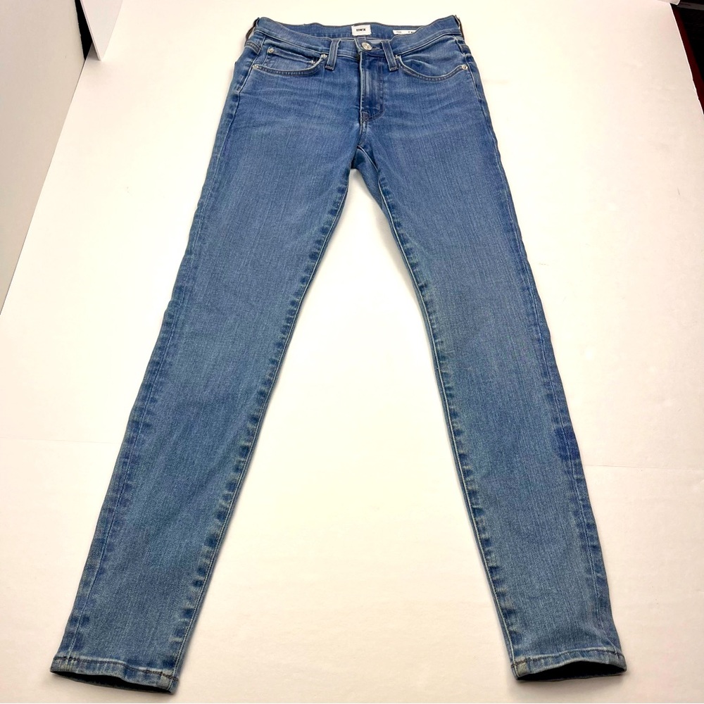 Edwin Pixie 9” Mid Rise Skinny Womens Size 24 Blue Denim Jean Five Pocket Zipper